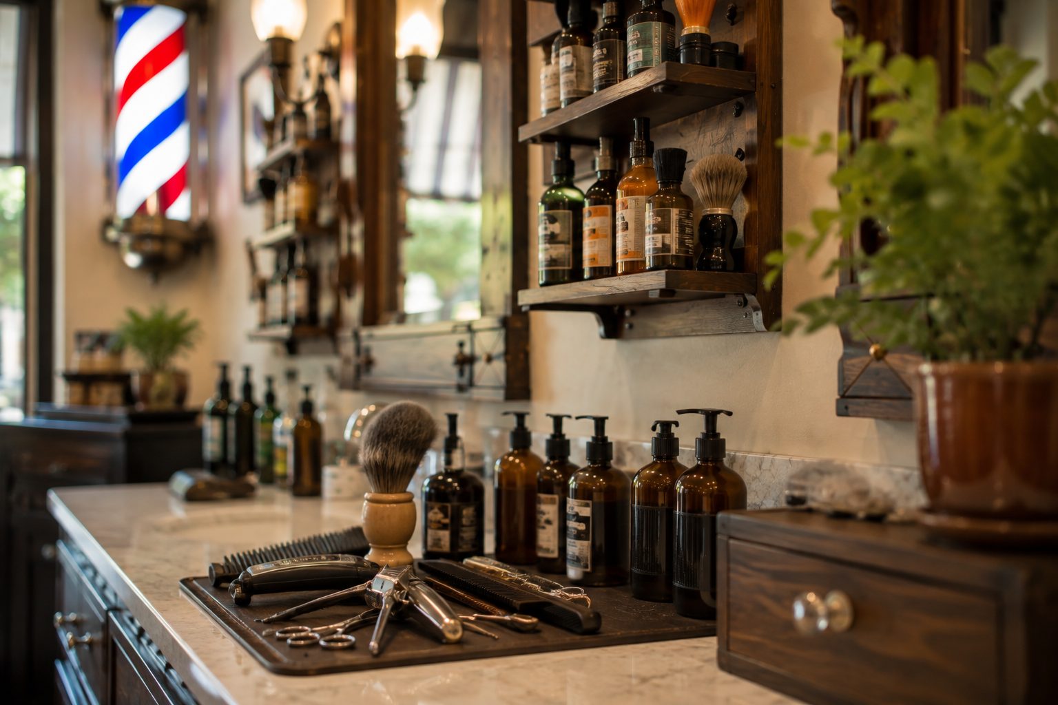 Research-driven barber shop and hair salon interior